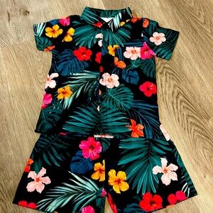 Tropical Vacation Hawaiian Island 2 piece Boys 5T outfit Toddler little boys